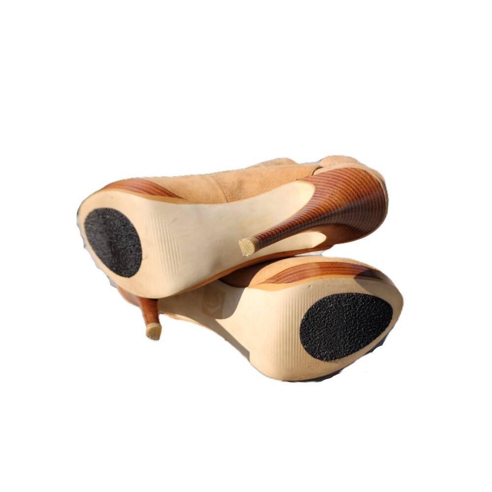 Bakers Debbi Camel Suede Peep Toe Stiletto Heel Sandals 9M - Picture 6 of 8
